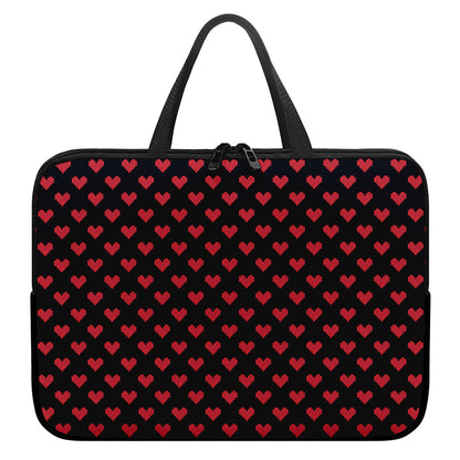 Pixel Heart Pattern Print Laptop Sleeve With Handle