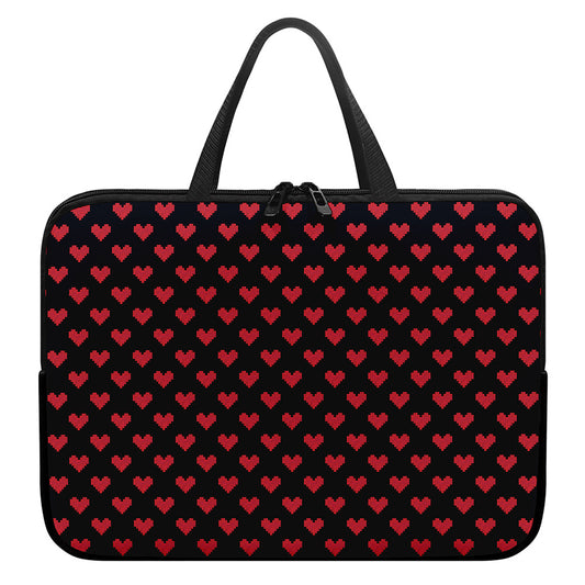Pixel Heart Pattern Print Laptop Sleeve With Handle