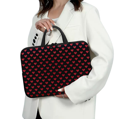 Pixel Heart Pattern Print Laptop Sleeve With Handle