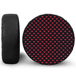Pixel Heart Pattern Print Leather Spare Tire Cover
