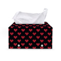 Pixel Heart Pattern Print Leather Tissue Box Cover