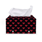 Pixel Heart Pattern Print Leather Tissue Box Cover