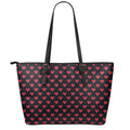 Pixel Heart Pattern Print Leather Tote Bag With Zipper