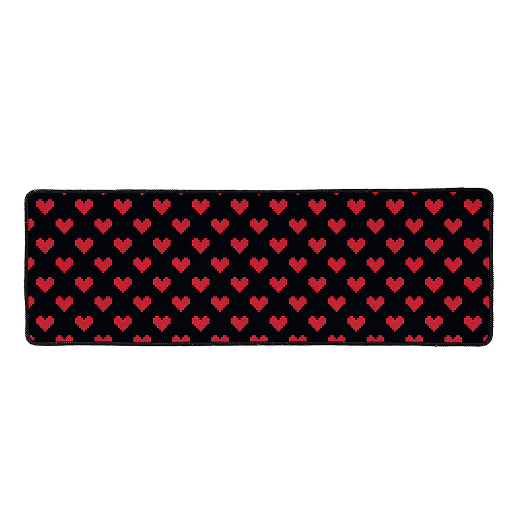 Pixel Heart Pattern Print Long Kitchen Mat