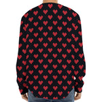Pixel Heart Pattern Print Long Sleeve Baseball Jersey