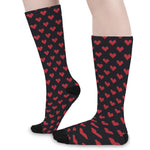 Pixel Heart Pattern Print Long Socks