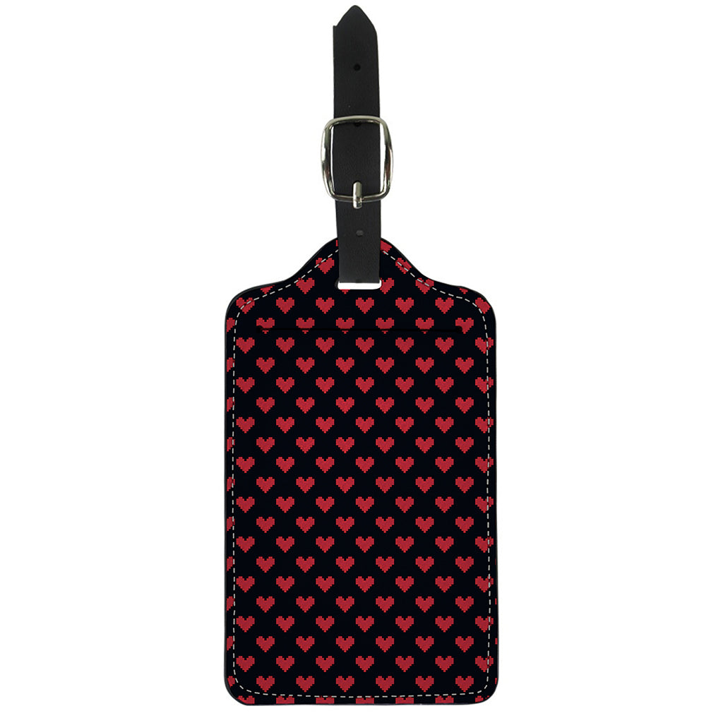 Pixel Heart Pattern Print Luggage Tag