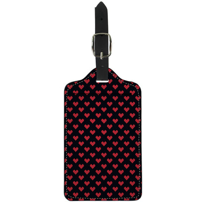 Pixel Heart Pattern Print Luggage Tag