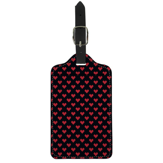 Pixel Heart Pattern Print Luggage Tag