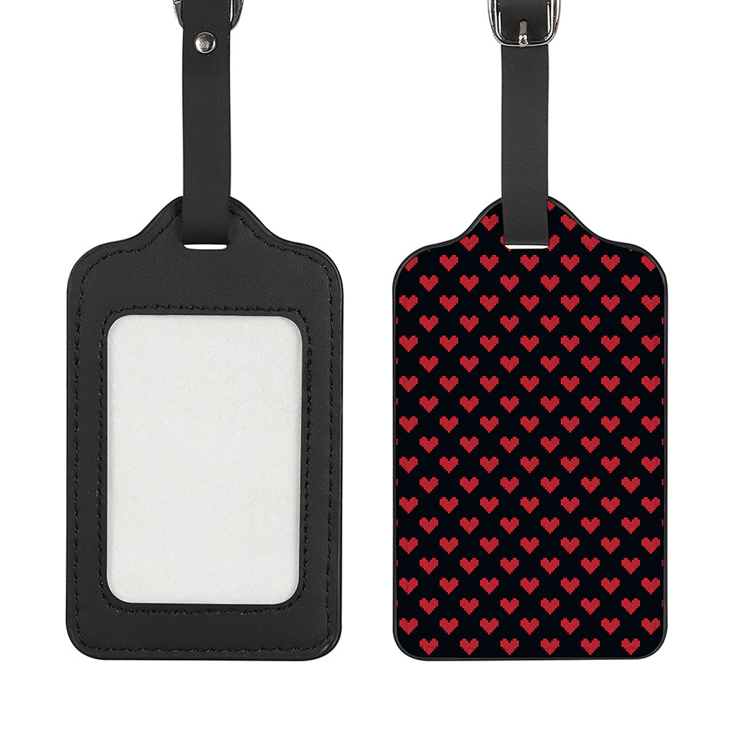 Pixel Heart Pattern Print Luggage Tag