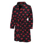 Pixel Heart Pattern Print Men's Bathrobe