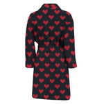 Pixel Heart Pattern Print Men's Bathrobe