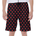 Pixel Heart Pattern Print Men's Beach Shorts