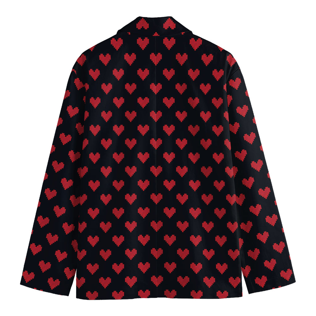 Pixel Heart Pattern Print Men's Blazer