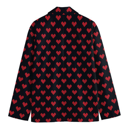Pixel Heart Pattern Print Men's Blazer