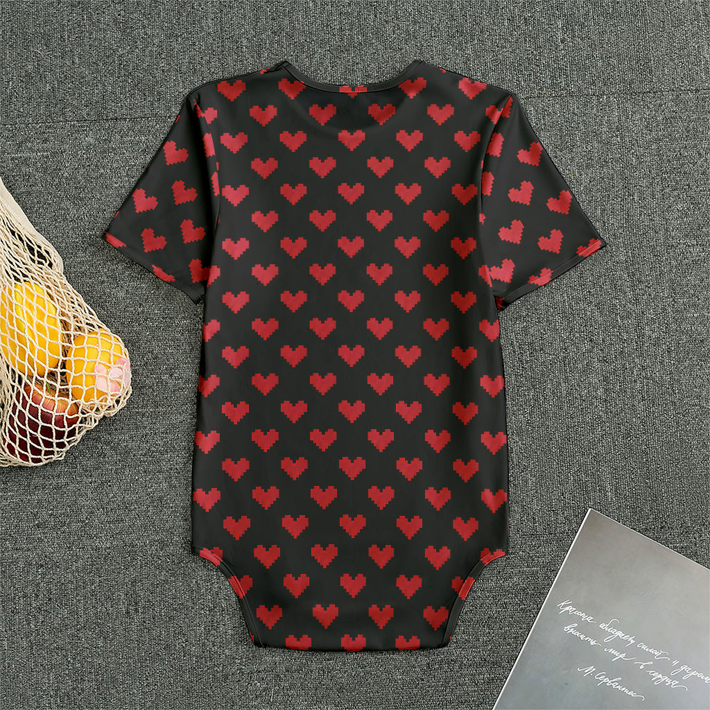 Pixel Heart Pattern Print Men's Bodysuit