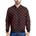 Pixel Heart Pattern Print Men's Bomber Jacket
