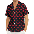 Pixel Heart Pattern Print Men's Deep V-Neck Shirt