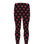 Pixel Heart Pattern Print Men's leggings