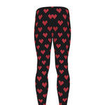 Pixel Heart Pattern Print Men's leggings