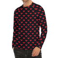 Pixel Heart Pattern Print Men's Long Sleeve Rash Guard