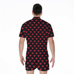 Pixel Heart Pattern Print Men's Rompers