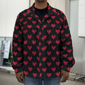 Pixel Heart Pattern Print Men's Shirt Jacket