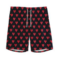Pixel Heart Pattern Print Men's Athletic Shorts