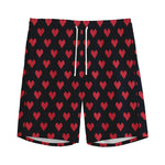 Pixel Heart Pattern Print Men's Sports Shorts