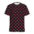 Pixel Heart Pattern Print Men's Athletic T-Shirt
