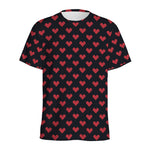 Pixel Heart Pattern Print Men's Sports T-Shirt