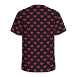 Pixel Heart Pattern Print Men's Sports T-Shirt