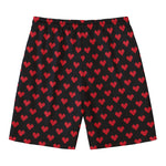 Pixel Heart Pattern Print Men's Swim Trunks