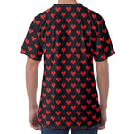 Pixel Heart Pattern Print Men's Velvet T-Shirt