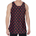 Pixel Heart Pattern Print Men's Velvet Tank Top