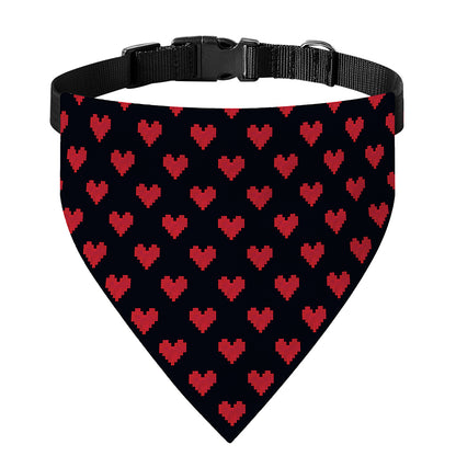 Pixel Heart Pattern Print Over The Collar Dog Bandana