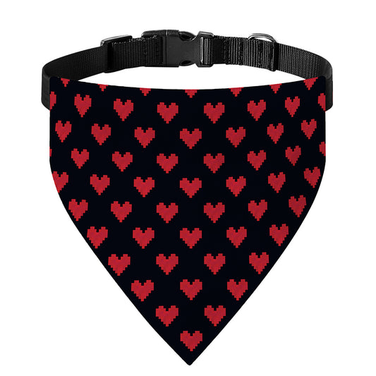 Pixel Heart Pattern Print Over The Collar Dog Bandana
