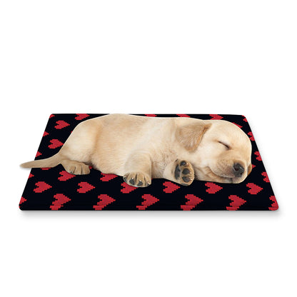 Pixel Heart Pattern Print Pet Cooling Mat Cover