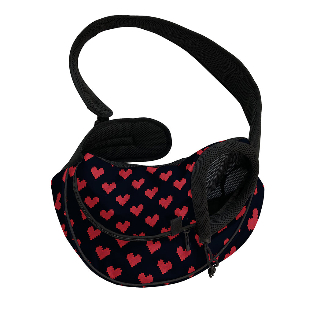 Pixel Heart Pattern Print Pet Sling Carrier