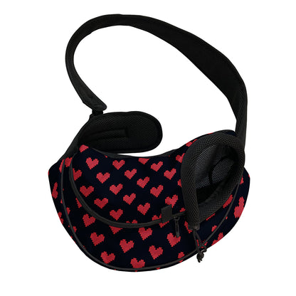 Pixel Heart Pattern Print Pet Sling Carrier