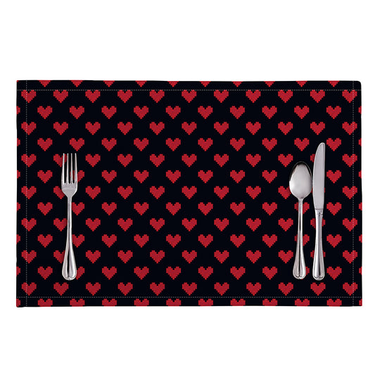 Pixel Heart Pattern Print Placemat