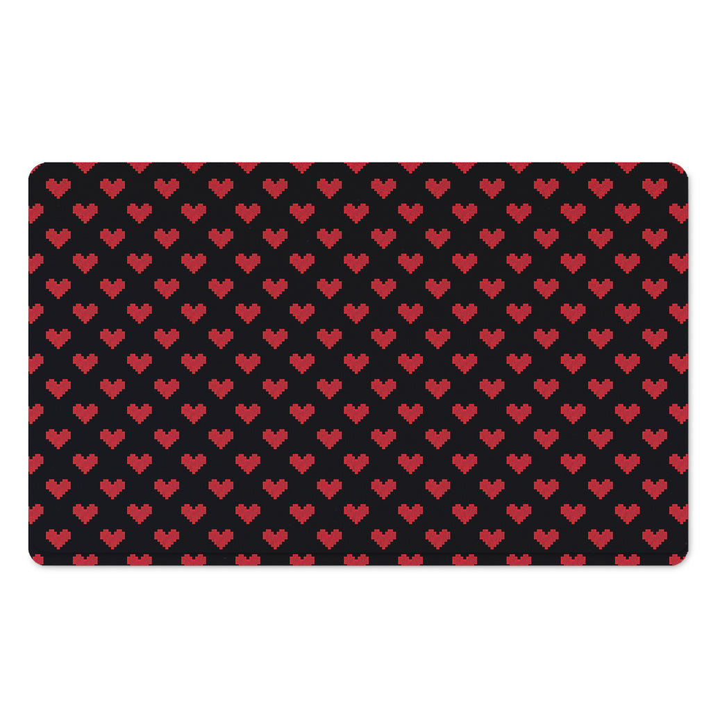 Pixel Heart Pattern Print Polyester Doormat