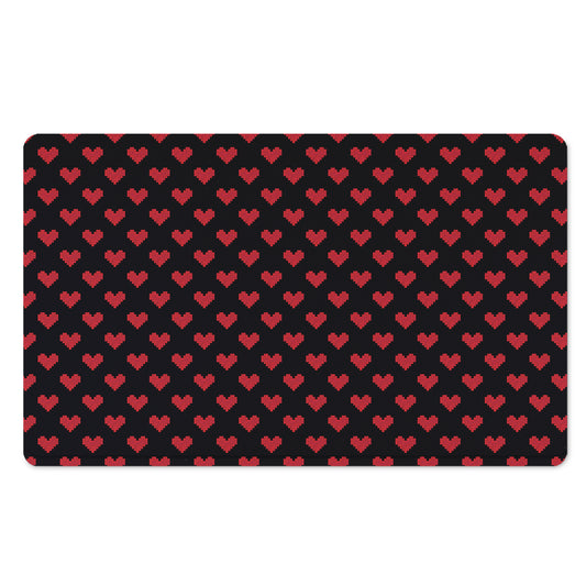 Pixel Heart Pattern Print Polyester Doormat