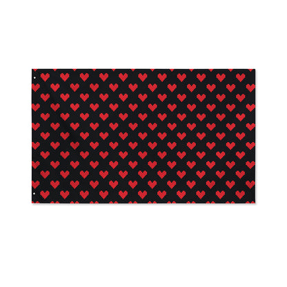 Pixel Heart Pattern Print Polyester Flag