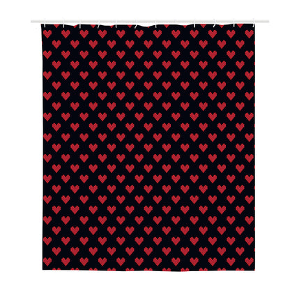 Pixel Heart Pattern Print Polyester Shower Curtain