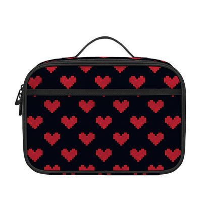 Pixel Heart Pattern Print Portable Lunch Bag