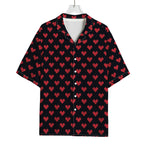 Pixel Heart Pattern Print Rayon Hawaiian Shirt