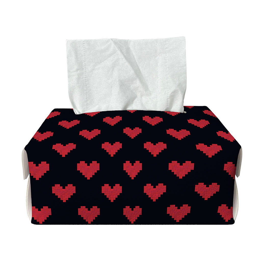 Pixel Heart Pattern Print Rectangle Tissue Box Cover