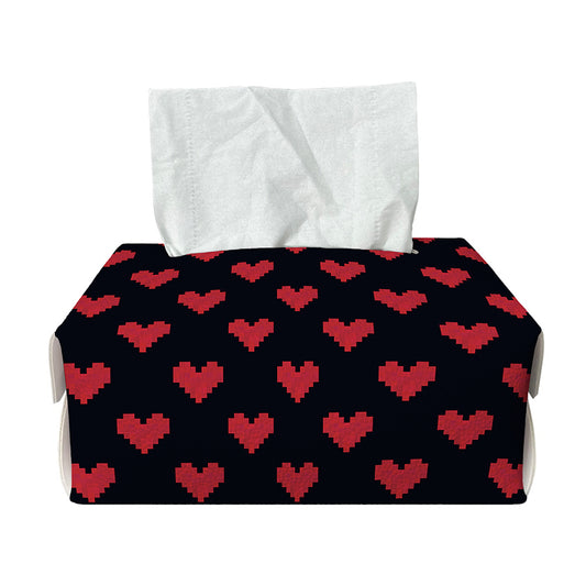 Pixel Heart Pattern Print Rectangle Tissue Box Cover