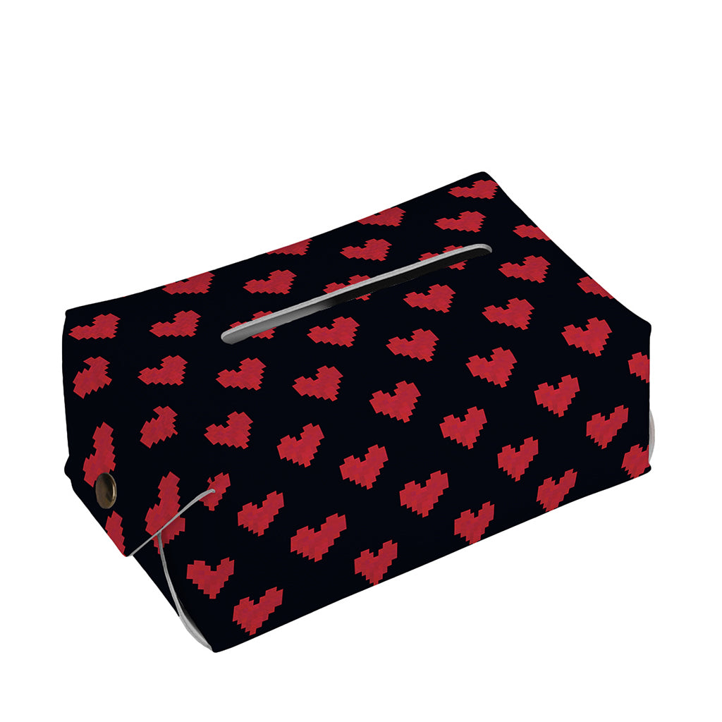 Pixel Heart Pattern Print Rectangle Tissue Box Cover